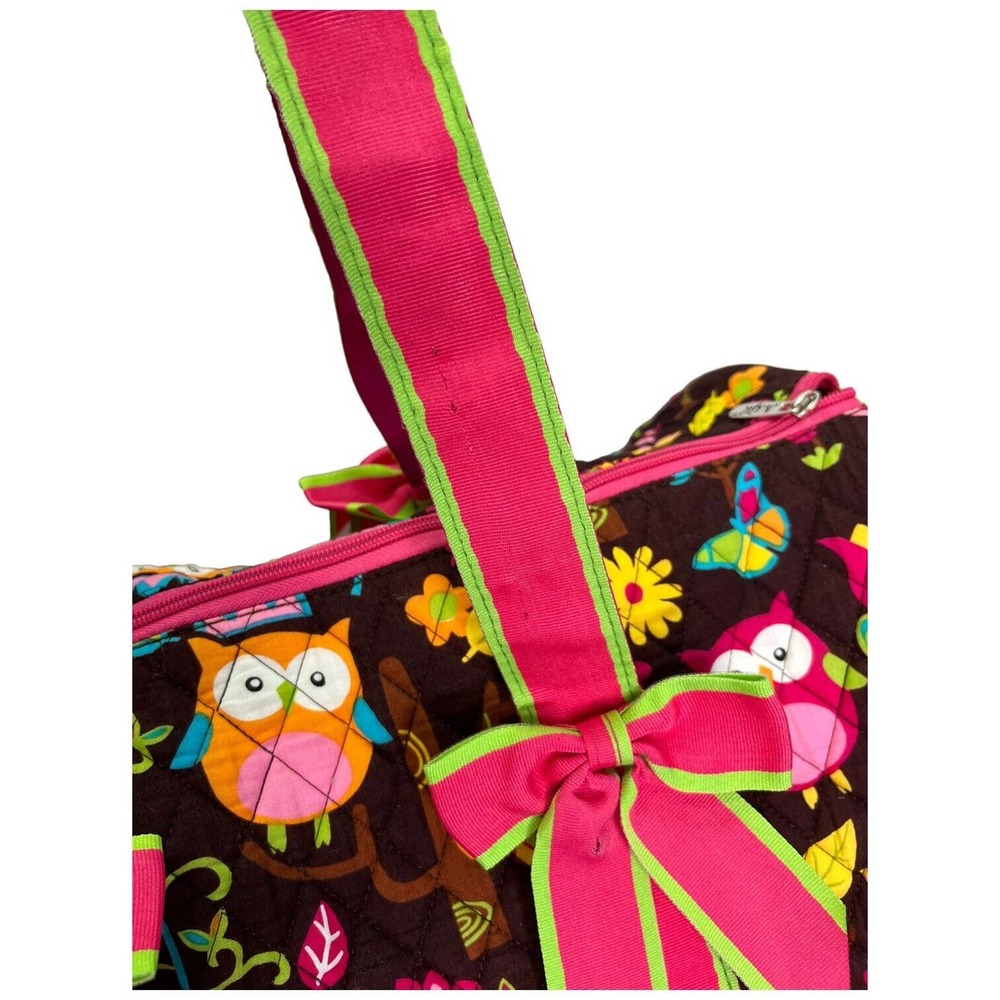 NGIL Vibrant Owl And Floral Print Quilted Brown Pink - Picture 2 of 11